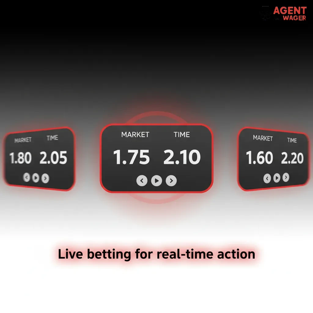 Live betting interface with real-time odds, match visualisers, cash out, and in-play markets across sports on mobile.