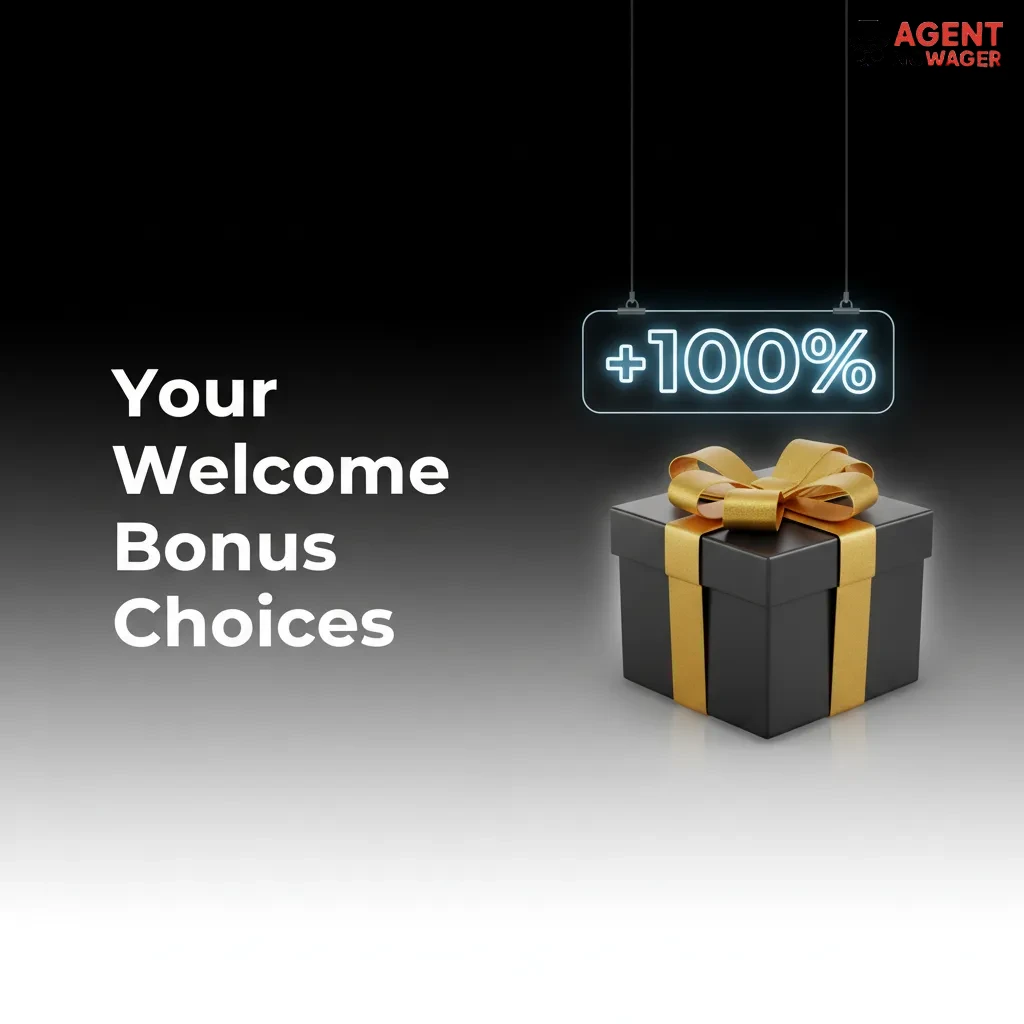 Agent No Wager welcome bonus options: 10% + 20FS, 15% + 30FS, or 20% + 40FS. Choose one on first deposit; terms apply.