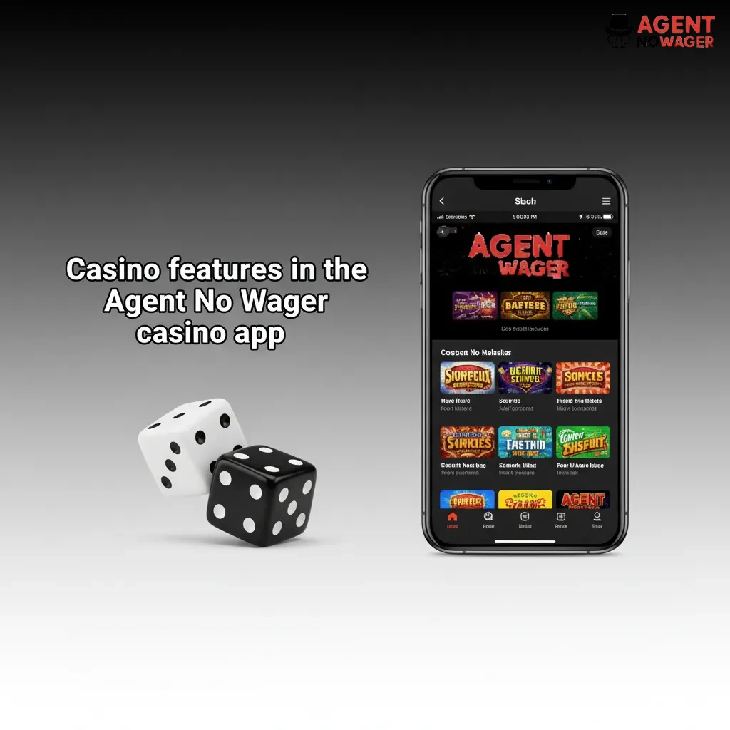 Agent No Wager app casino: Sports/Casino tabs, slots by Pragmatic Play, NetEnt, live roulette/blackjack/baccarat, Promotions.