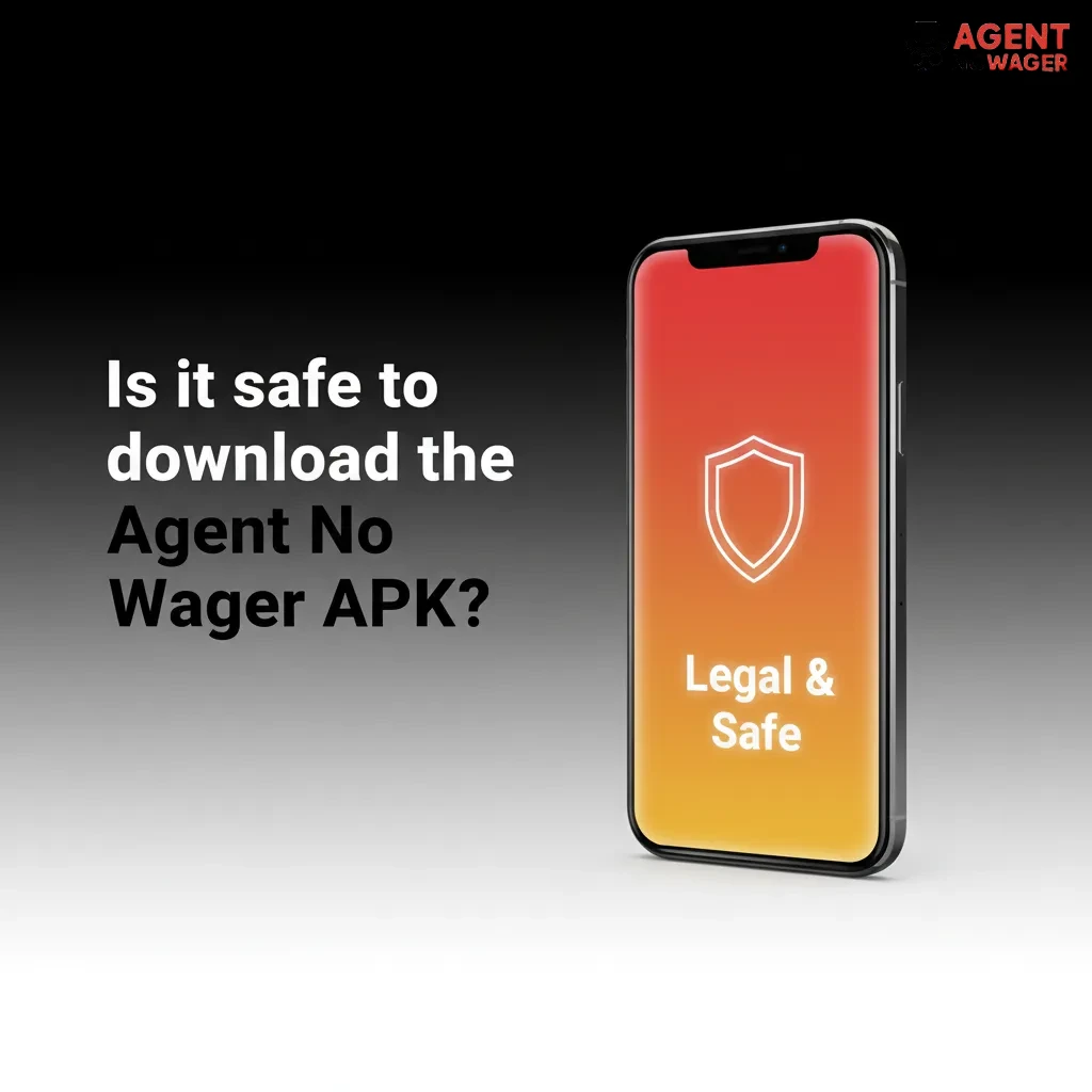 Agent No Wager APK on phone with UK gambling licence badge and SSL padlock; check footer licence number before install.