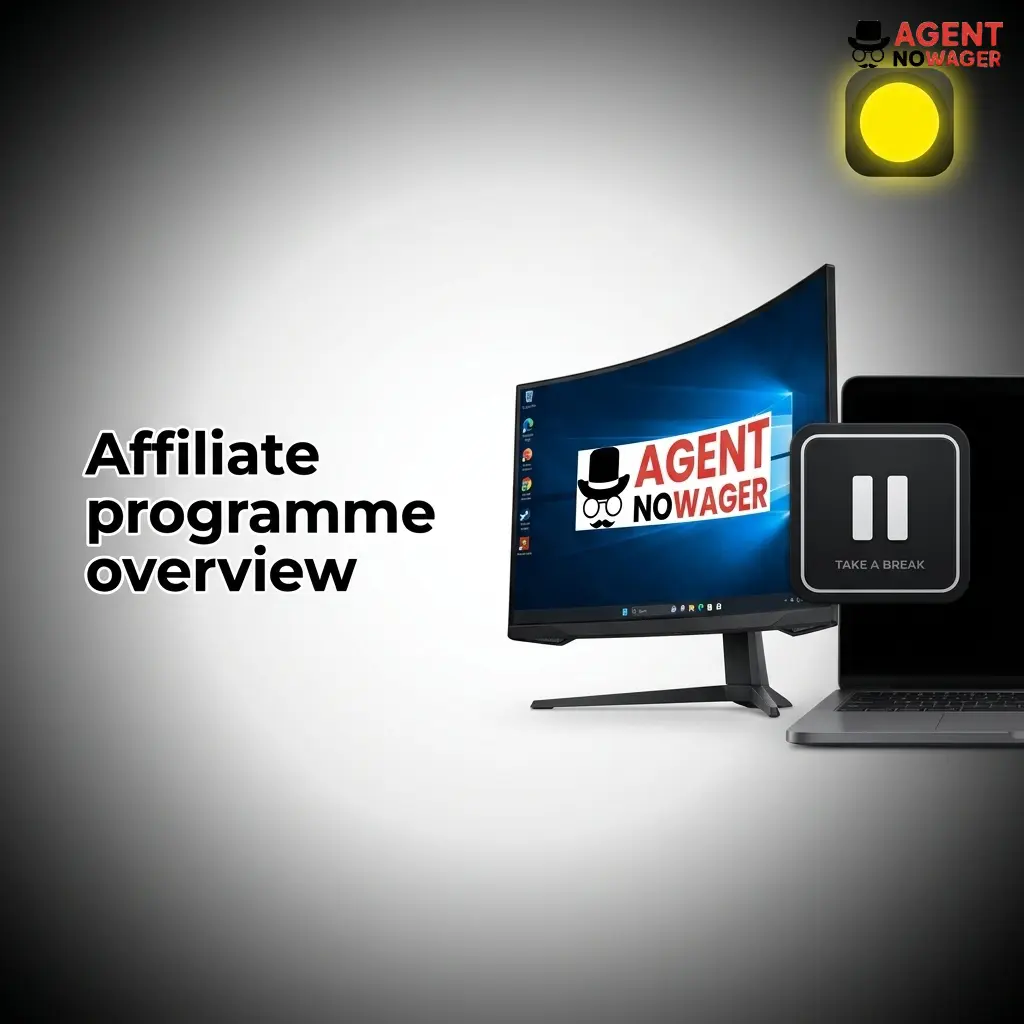Affiliate programme overview showing tiered revenue share, hybrid deals, GEO targeting and commission options for referring new depositing players