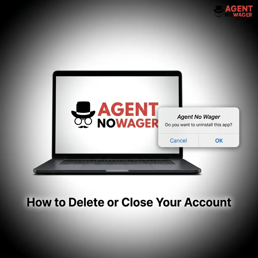 Steps to delete or close a gambling account via live chat or email, including self-exclusion and time-out options