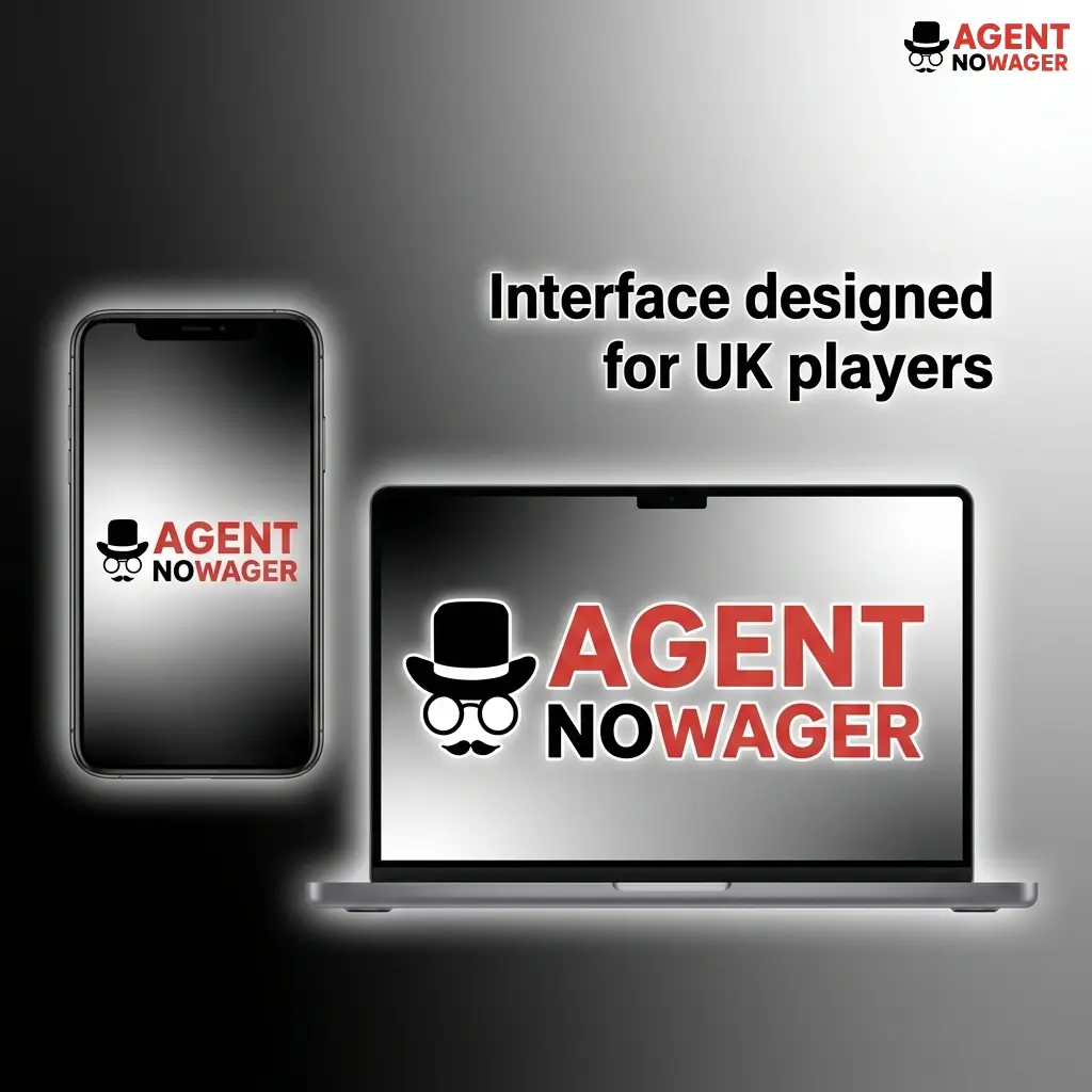 Agent No Wager website interface showing top navigation bar with Sports, Casino, Promotions and account controls for UK players