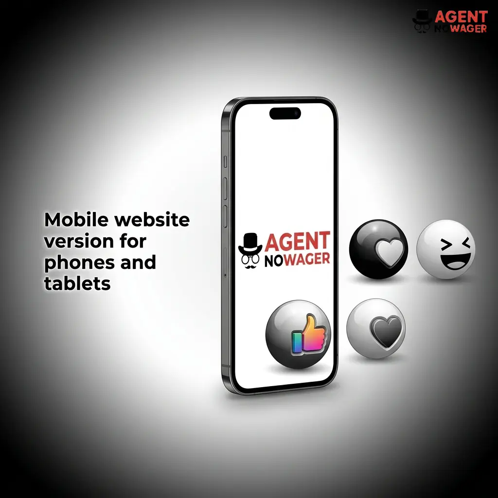 Agent No Wager mobile-optimised website displayed on smartphones and tablets for betting, casino games, and account management