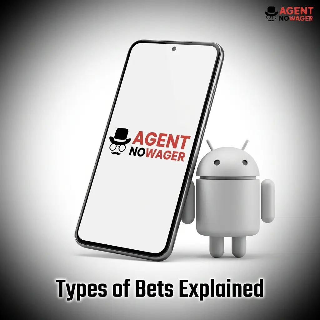 Diagram explaining types of bets: single, accumulator, system, and each-way, with descriptions of risk and returns.